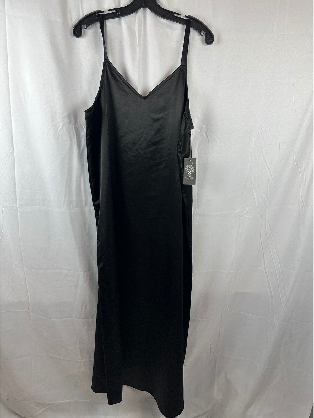 Vince Camuto Black Satin Slip Dress Size L